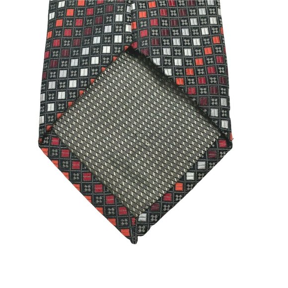 Alexander Julian Colours‎ Mens Tie Polyester Gray Red White Square Geometric - Picture 5 of 8